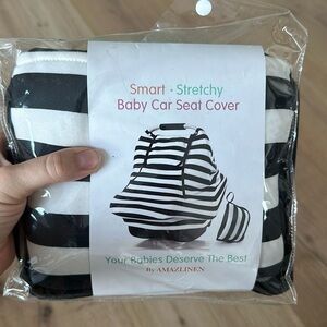 Baby car seat cover NWT black striped